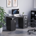 (Black) Autoly 3-Drawer Computer Desk PC Workstation